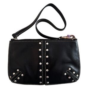 MICHAEL KORS Black Leather Wristlet Clutch 7”x 4.5”